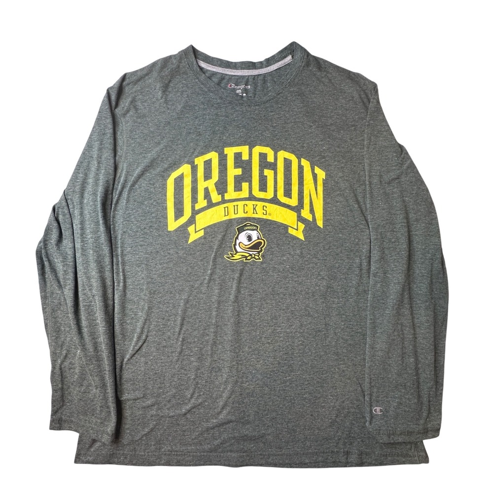 Oregon Ducks Champion T-Shirt Mens 2XL Green Long Sleeve Graphic NCAA Tee